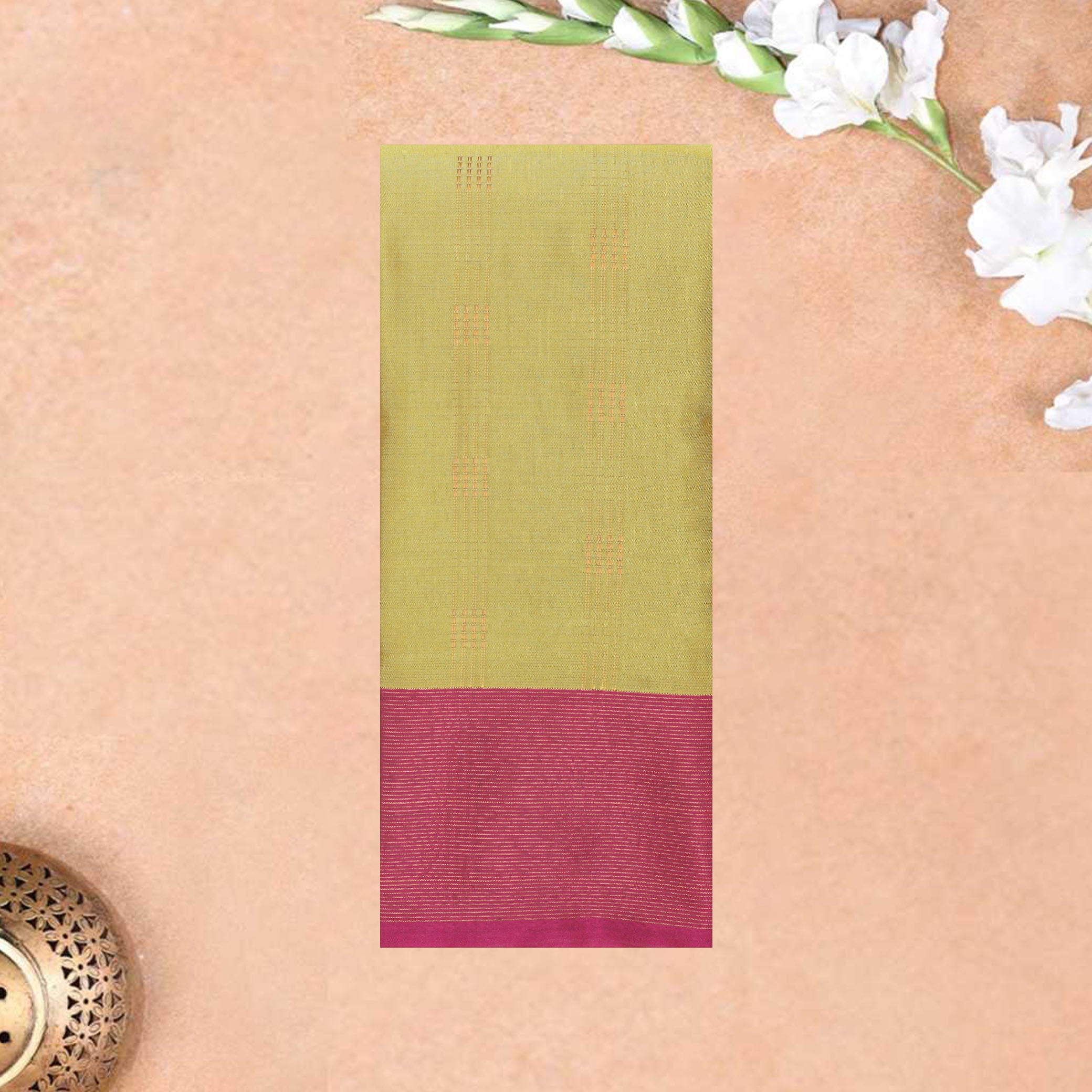 Green With Pink Arani Silk Saree