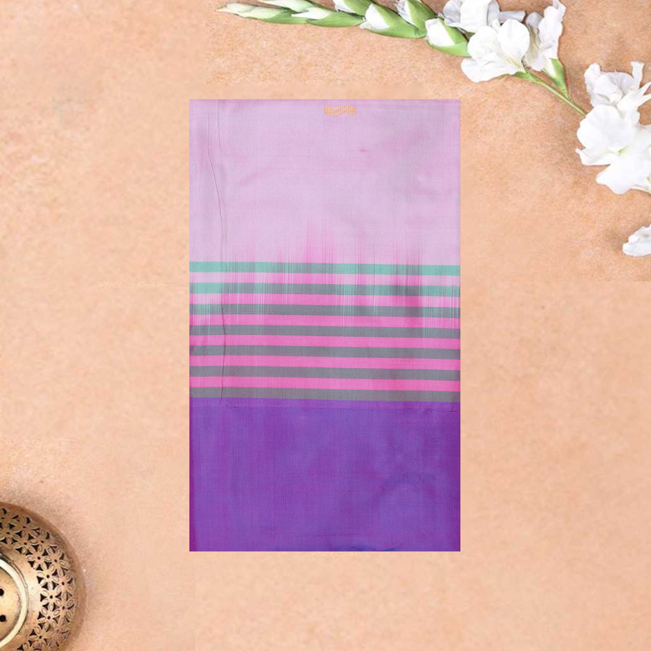 Dark Purple With Light Pink  Pallu Banana Pith Saree With Running Blouse