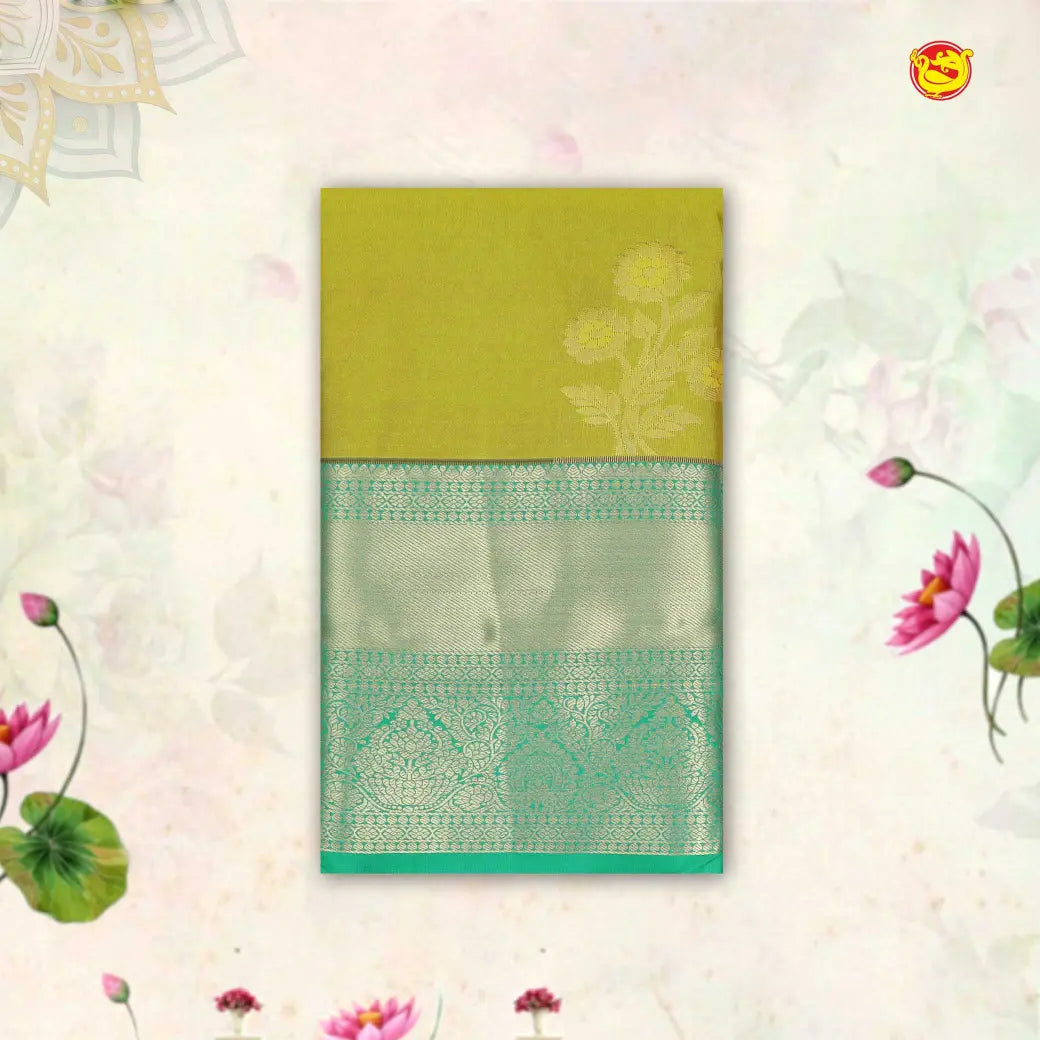 Mustard Green with Sea Green Soft Silk Saree