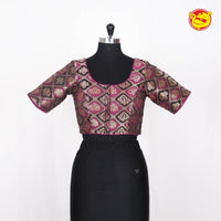 Black With magenta Pink Cotton Silk Readymade Blouse - Thenianantham