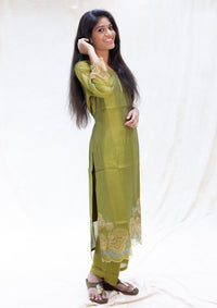 Anicham-Olive green Ladies Branded Co-ord-set Readymade