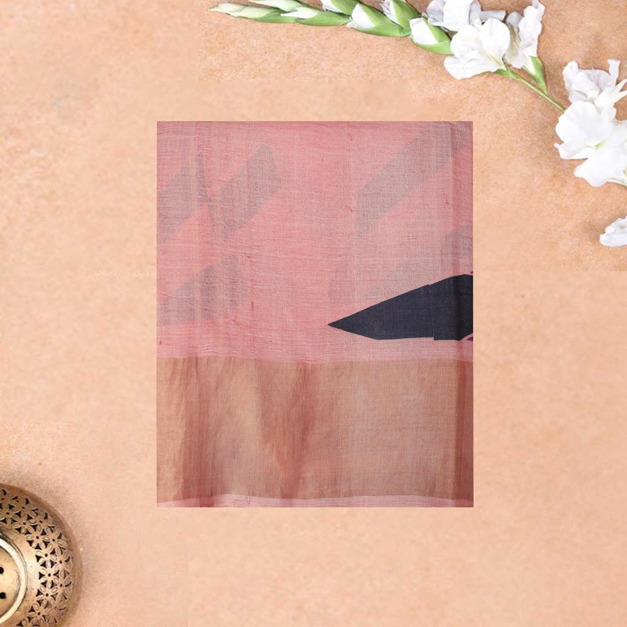 Pure Tussar Silk Saree Multi With Floral Design and Painted Prints and Zari Woven Border