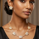 Elegant Lotus Gold-Plated Ad StoneWith  Earring Set Necklace
