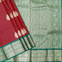 Red with Green Soft Silk Saree
