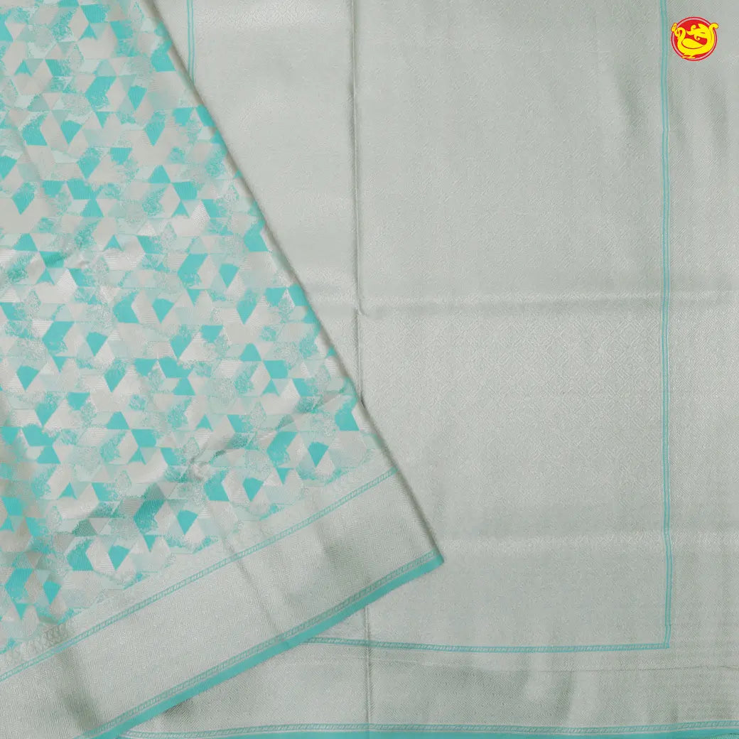 Dark Cyan Blue Colour  Banarasi Saree with Woven Designs