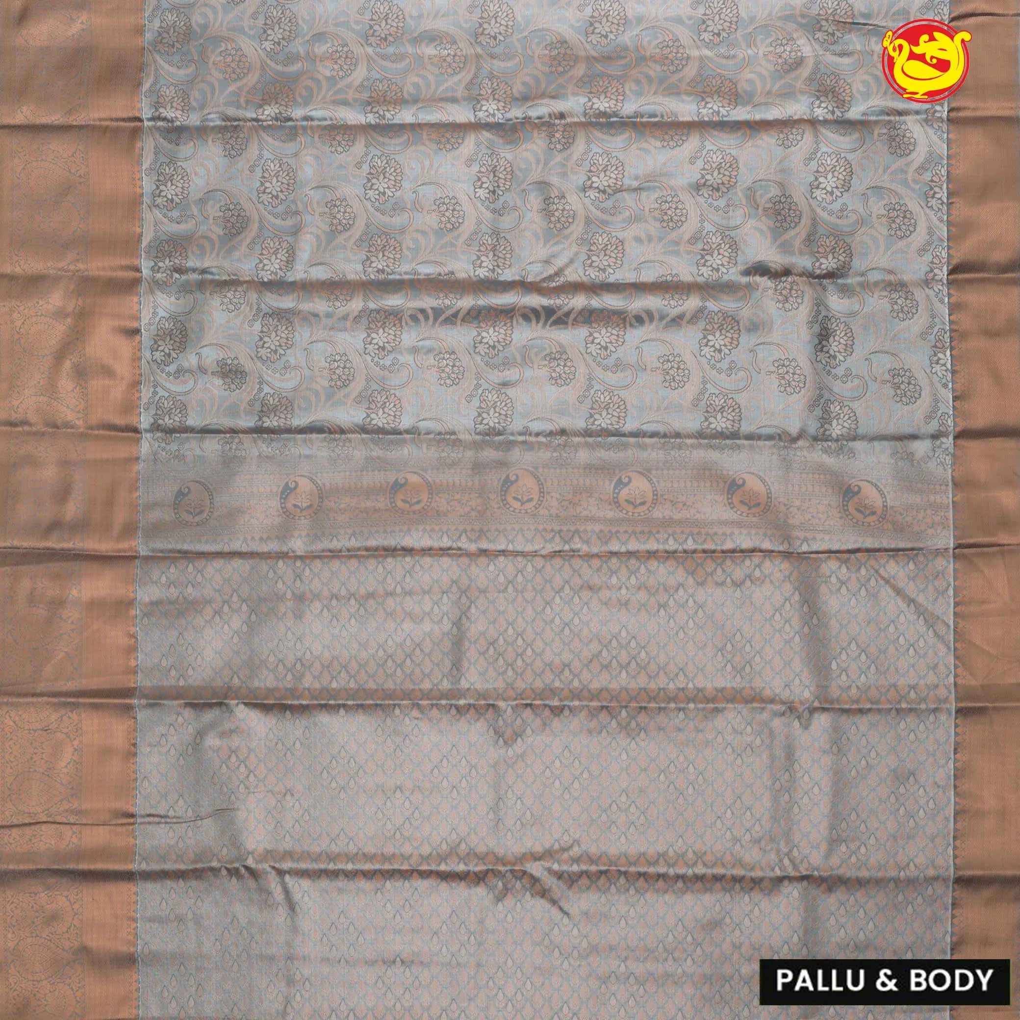 Grey bridal semi tissue saree