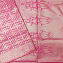PINK WITH WHITE FLORAL COPPER JERRY LINEN JACQUARD SAREES