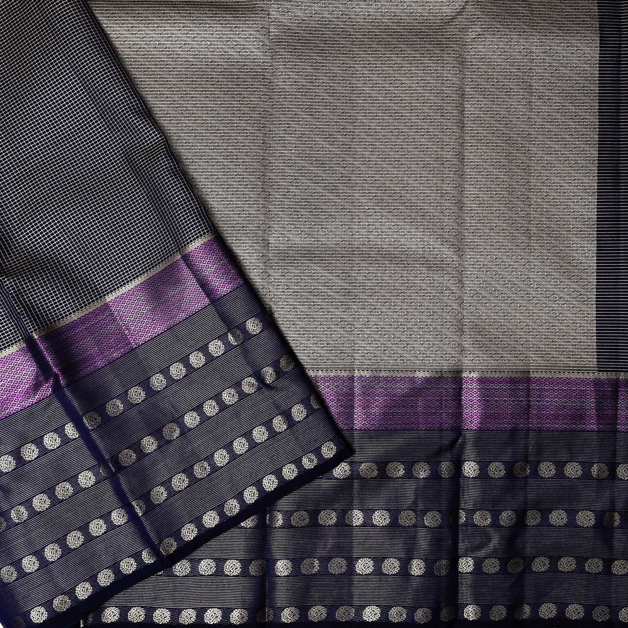 Block With  Gold Zari Yuvana Semi Soft Silk Saree