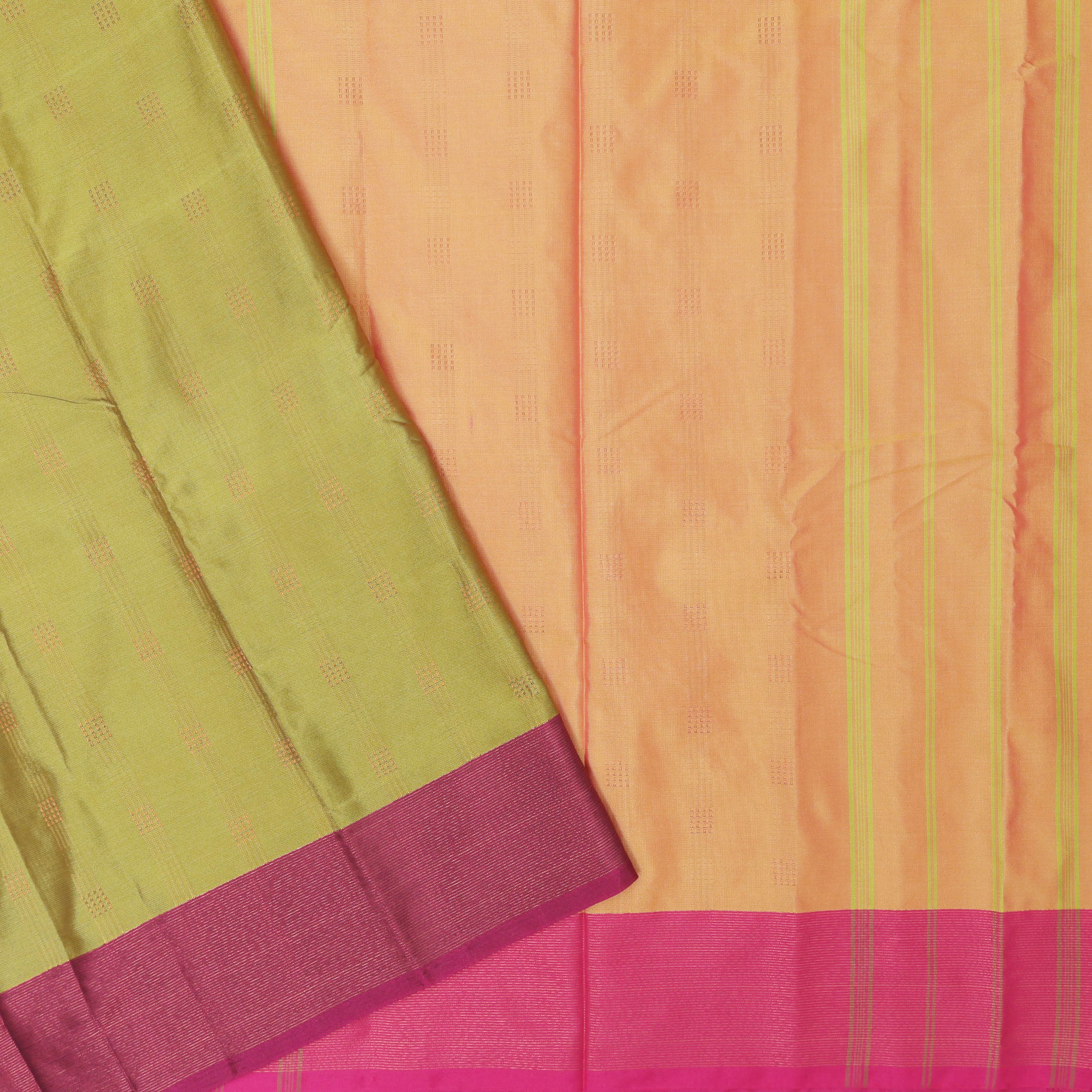 Green With Pink Arani Silk Saree