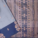 Grey with Blue Soft Silk Saree