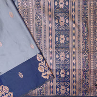Grey with Blue Soft Silk Saree