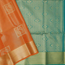orange and teal Tissue Silk Saree