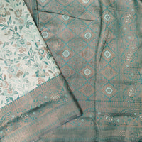 Dark Sea Green with Green Semi Litchi Silk Saree