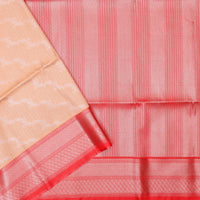 Light peach With Red  Soft Silk
