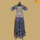 Royal Blue Floral Girls Branded Readymade Pattu Pavadai