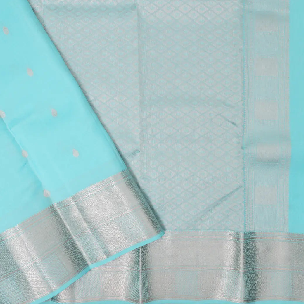 AQUABLUE with SILVER BORDER Traditional Soft Silk Saree