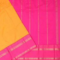Mustard Yellow and Rani Pink Soft Silk Saree