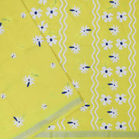 Yellow Linen Cotton Saree with Contrast Blouse