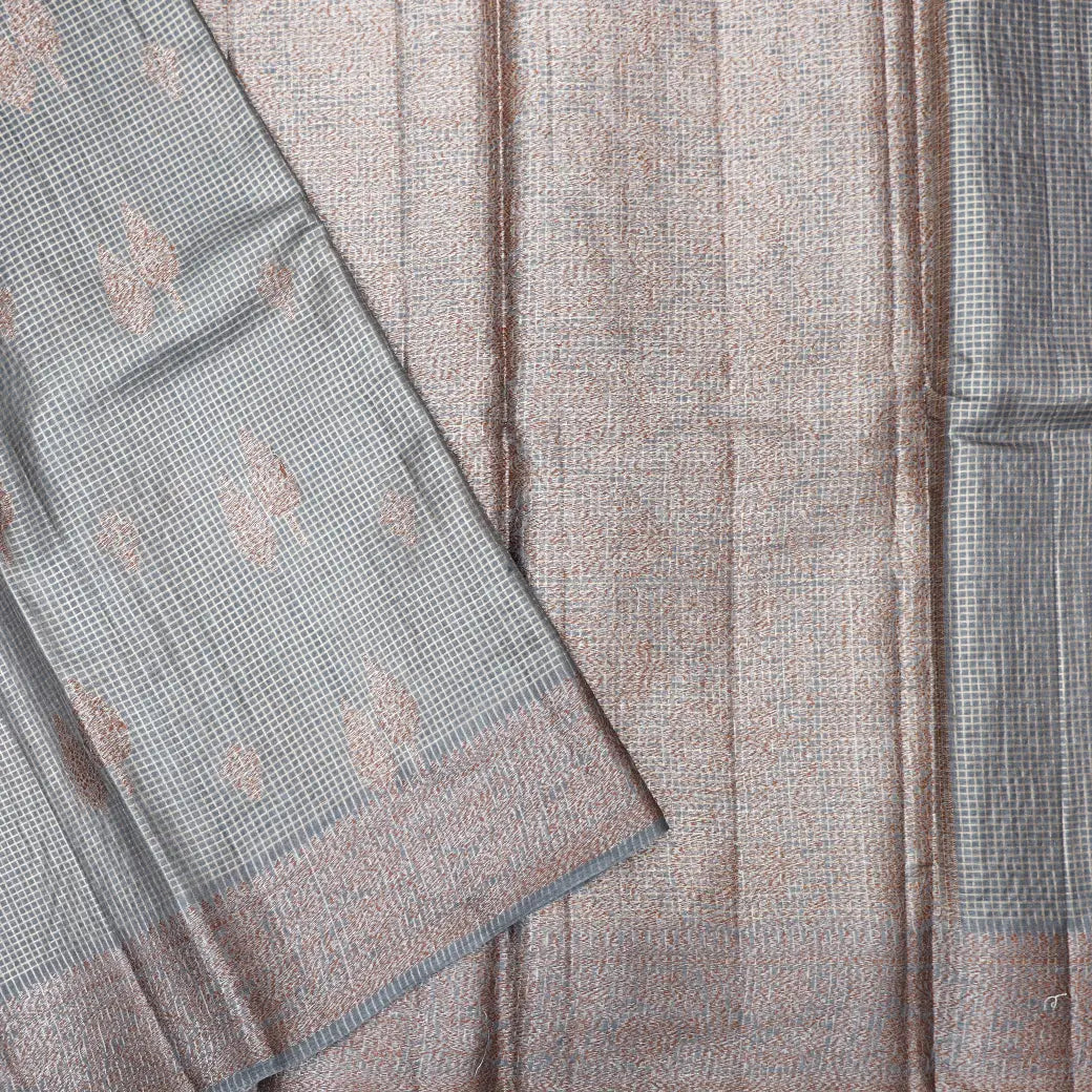 Light Gray Colour  Tussar Silk Saree