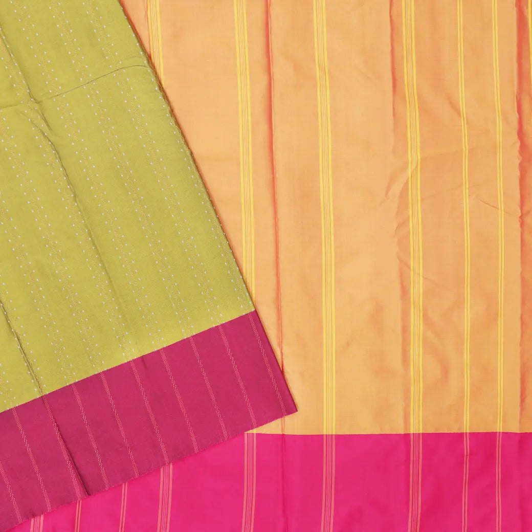 Light Green with Pink Arani Silk Saree