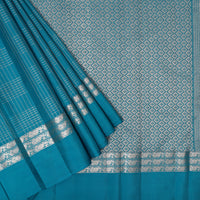 Turquoise Blue Gold Zari Yuvana Semi Soft Silk Saree