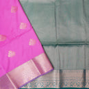Pink with Green Soft Silk Saree