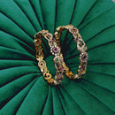 Green and pink stone bangles