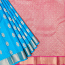 Blue  Colour Gold Zari Border Yuvana Semi Soft Silk Saree