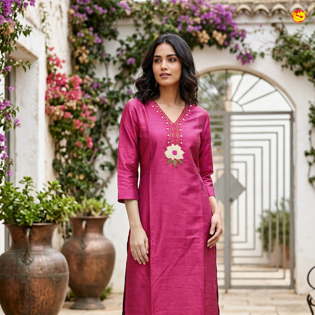 Dark Magenta Color Ladies Readymade Straight Cut Top