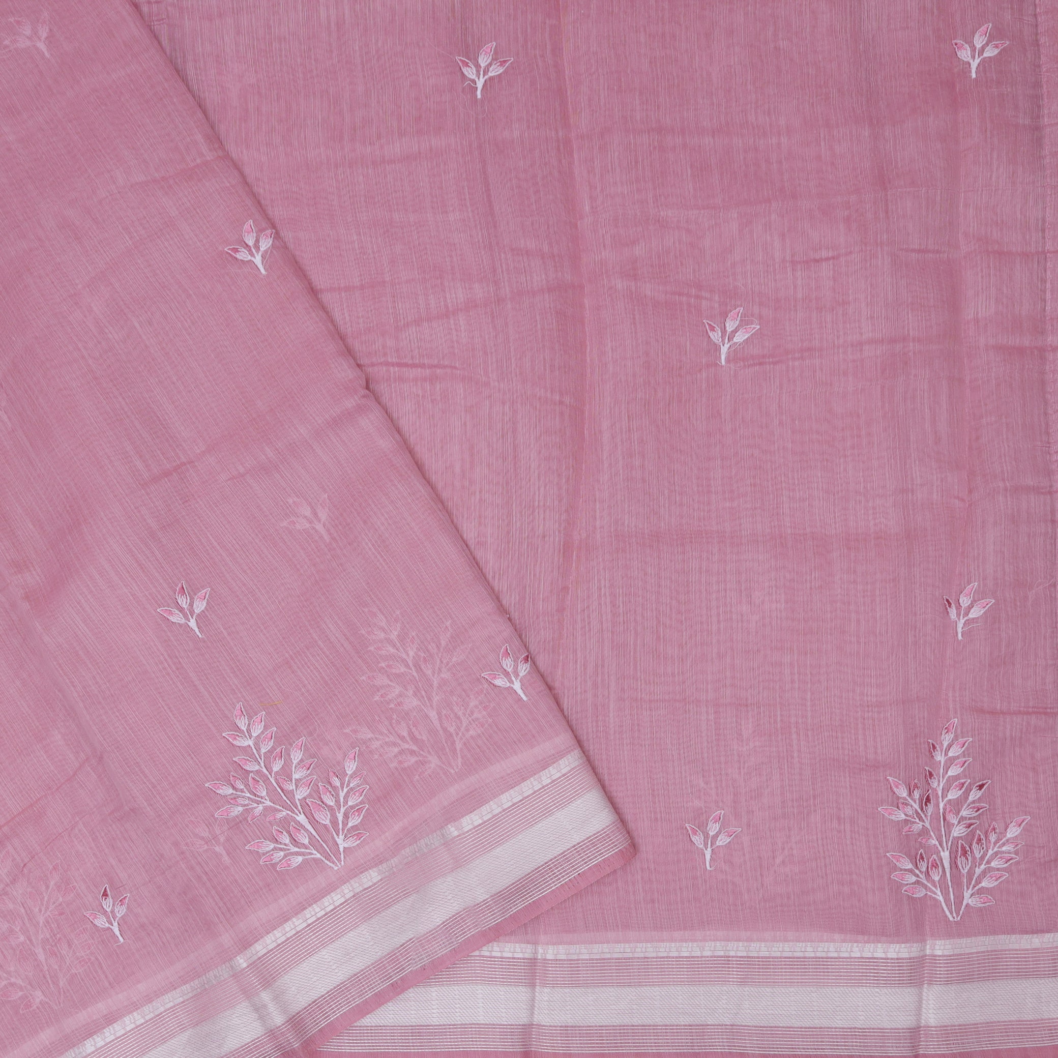 Pink Color Linen Cotton Saree