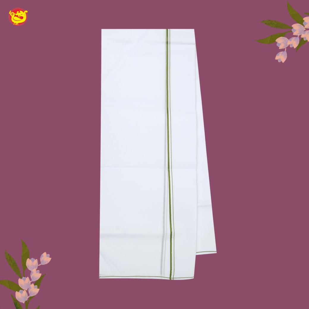 White with Green Border Single Layer Cotton Men’s Dhoti