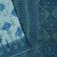 sea blue Sungudi Cotton Saree without Blouse