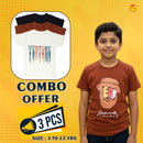 Boys 3 Pcs T-Shirt Combo
