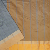 Grey With  Mustard Yellow  Arani Silk Saree