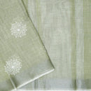Dark Green Color Linen Cotton Saree