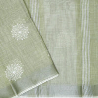 Dark Green Color Linen Cotton Saree