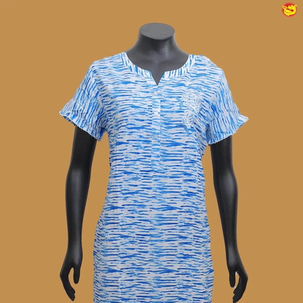 White with Blue Women’s Nighty - Thenianantham