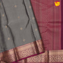 Grey with dark maroon border and pallu soft silk saree