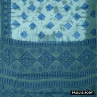 sea blue Sungudi Cotton Saree without Blouse