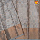 Grey with Brown Floral Tussar Silk Saree