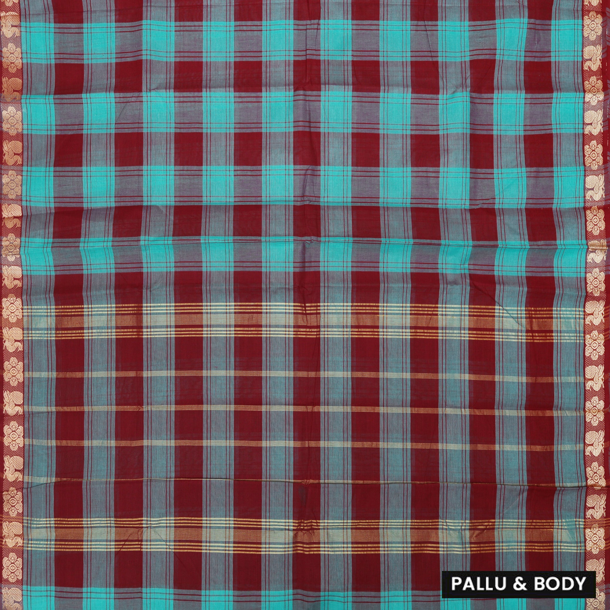 Multi Colour Small Checked Pattern Pure Chettinad Cotton Saree without Blous