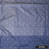 Grey with Blue Soft Silk Saree