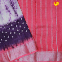 Purple with pink chanderi cotton saree with tie and dye prints