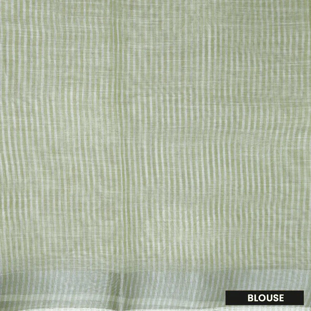 Dark Green Color Linen Cotton Saree