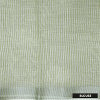 Dark Green Color Linen Cotton Saree