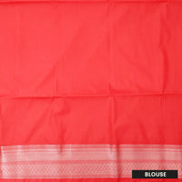 Light peach With Red  Soft Silk