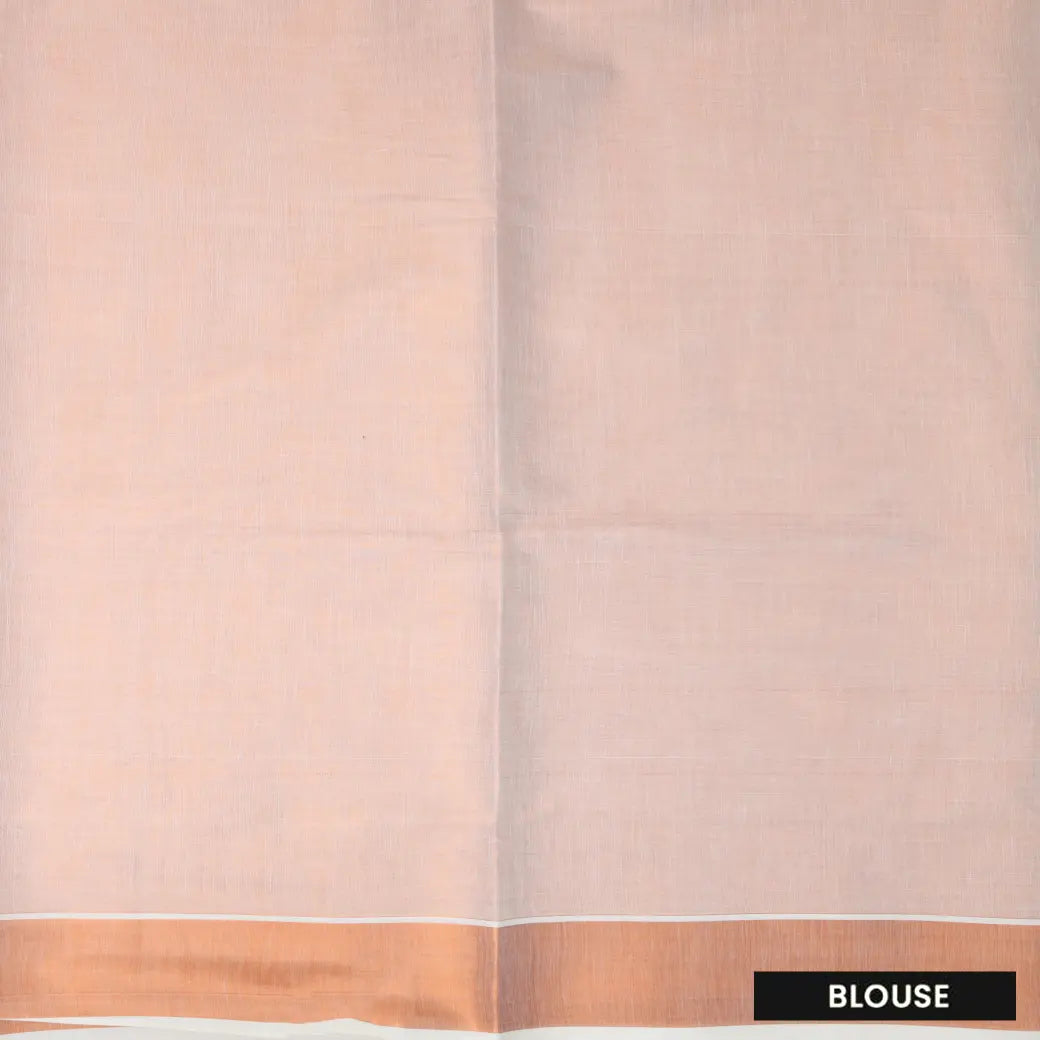 Southloom Exclusive Onam Kerala Traditional Fancy Border Floral  Cotton Saree (Matching Plain Blouse Included)