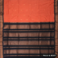 Orange With Black  Premium Quality Kalyani Cotton Saree