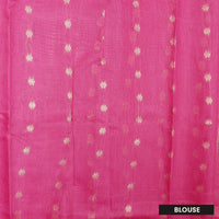 PINK WITH WHITE FLORAL COPPER JERRY LINEN JACQUARD SAREES