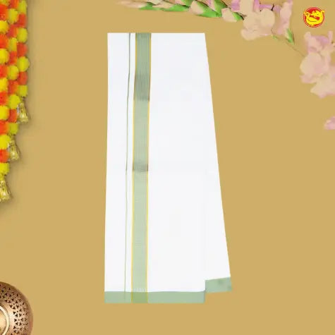 Olive Green Colour Readymade Shirt And Matching Border Dhoti Set for Men